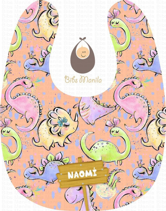 Dino Girl Party In Cantaloupe Bibs