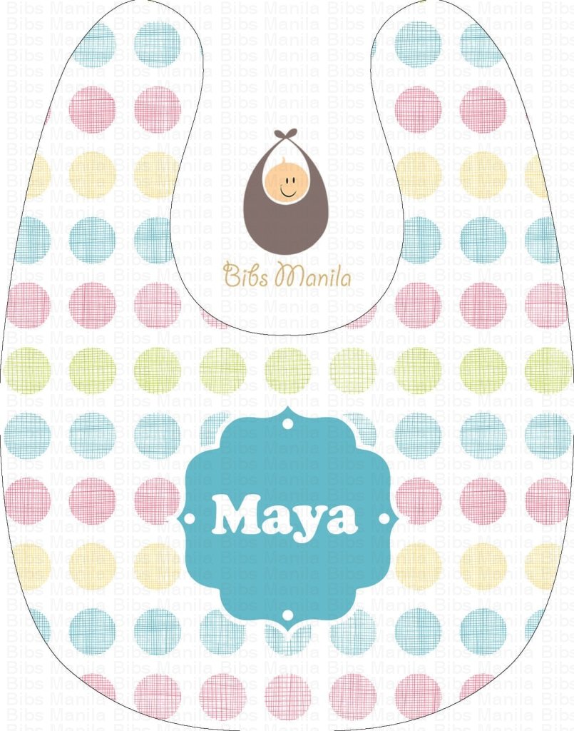 Pastel Polka Dots Lines and Circles Personalized Baby Bib